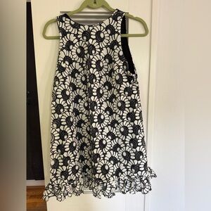 Free People Loretta Black White Floral Embroidered Sleeveless Mini Dress
